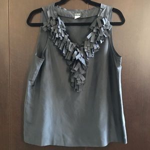 J.Crew silk top with ruffle trim